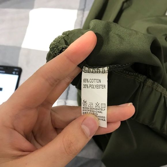 Army Green Buckle Elastic High Waist Trousers - Picture 5 of 5